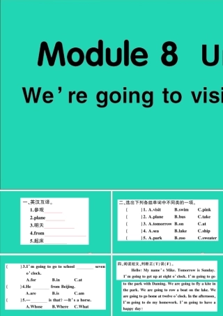 四年级英语上册 Module 8 Unit 1 We're going to visit Hainan作业课件 外研版（三起）-外研版小学四年级上册英语课件