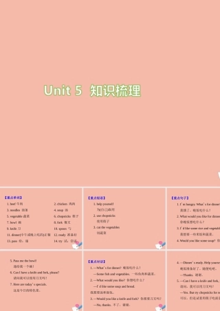 四年级英语上册 Unit 5 Dinner’s ready知识梳理练习课件 人教PEP版-人教PEP小学四年级上册英语课件