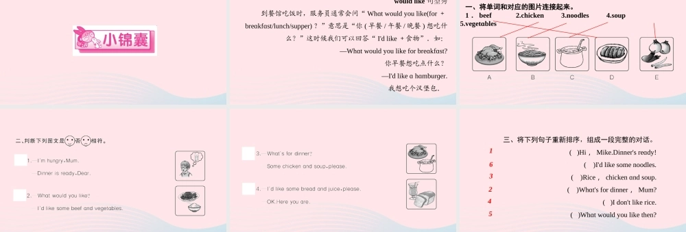 四年级英语上册 Unit 5 Dinner's ready Part A第二课时作业课件 人教PEP-人教PEP小学四年级上册英语课件
