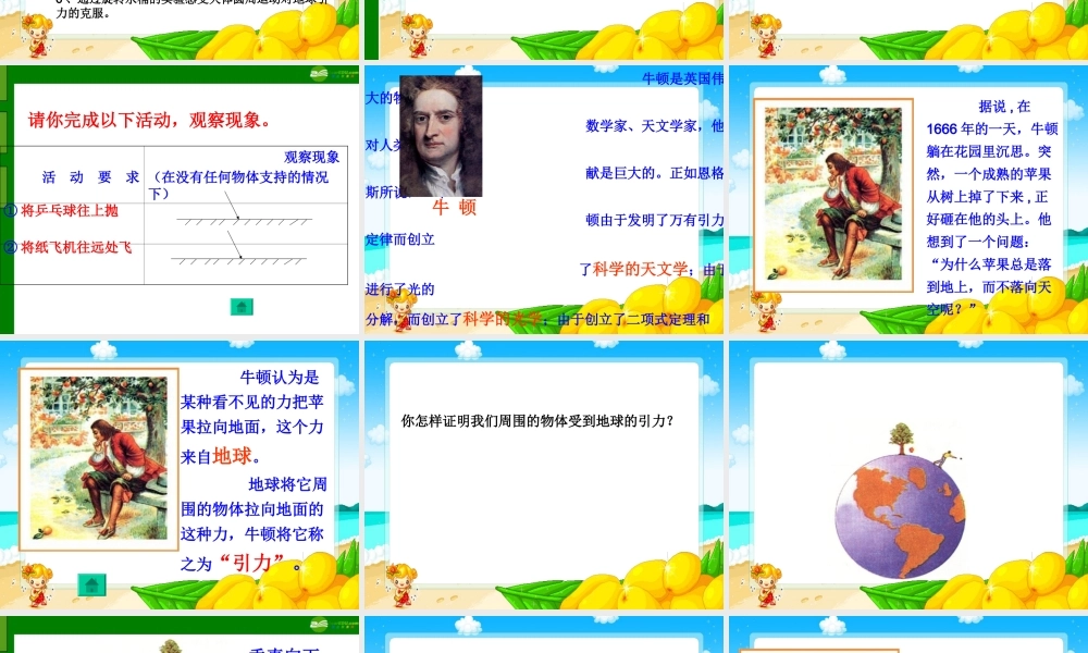 四年级科学下册 苹果为什么会落地2课件 苏教版