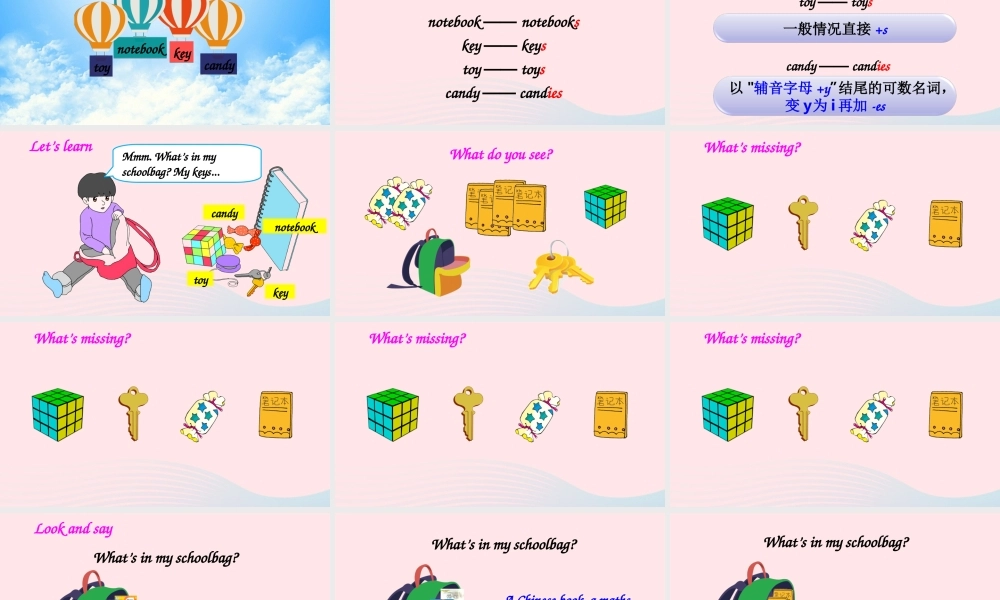 四年级英语上册 Unit 2 My schoolbag Part B 第1课时备课课件+素材 人教PEP