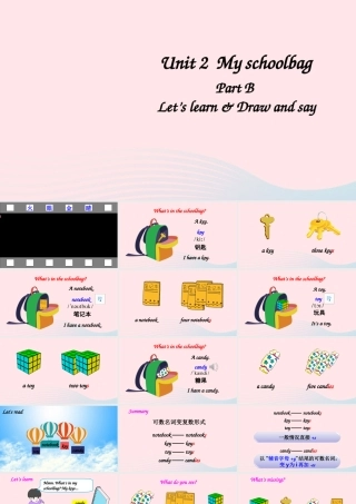 四年级英语上册 Unit 2 My schoolbag Part B 第1课时备课课件+素材 人教PEP