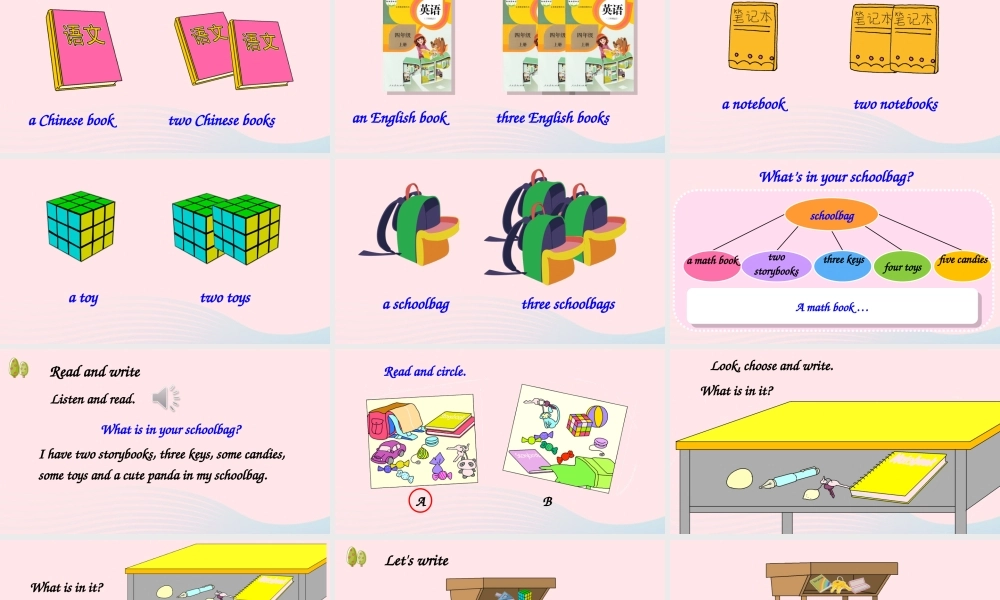 四年级英语上册 Unit 2 My schoolbag Part B 第3课时备课课件+素材 人教PEP