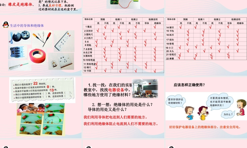 四年级科学下册 1 电 5 导体与绝缘体课件5 教科版-教科版小学四年级下册自然科学课件