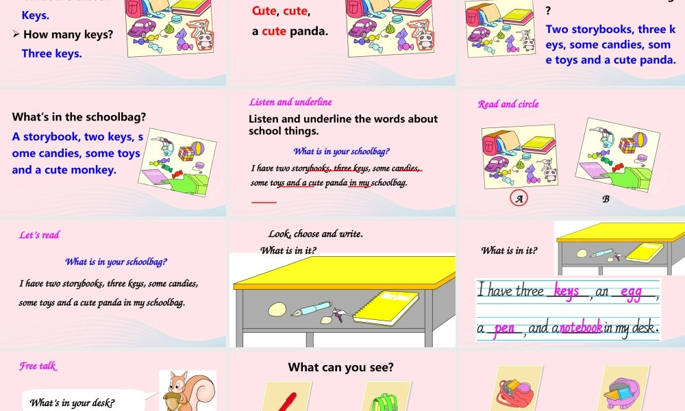 四年级英语上册 Unit 2 My schoolbag Part B 第6课时上课课件+素材 人教PEP