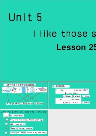 四年级英语上册 Unit 5 I like those shoes Lesson 25作业课件 人教精通版（三起）-人教版小学四年级上册英语课件