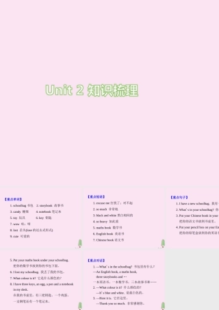 四年级英语上册 Unit 2 My schoolbag知识梳理练习课件 人教PEP版-人教PEP小学四年级上册英语课件