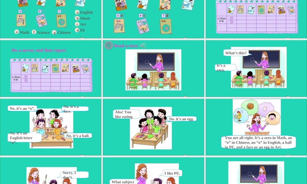 四年级英语上册 Unit 6 What Subjects Do They Have This Morning Part B课件+素材 陕旅版（三起）