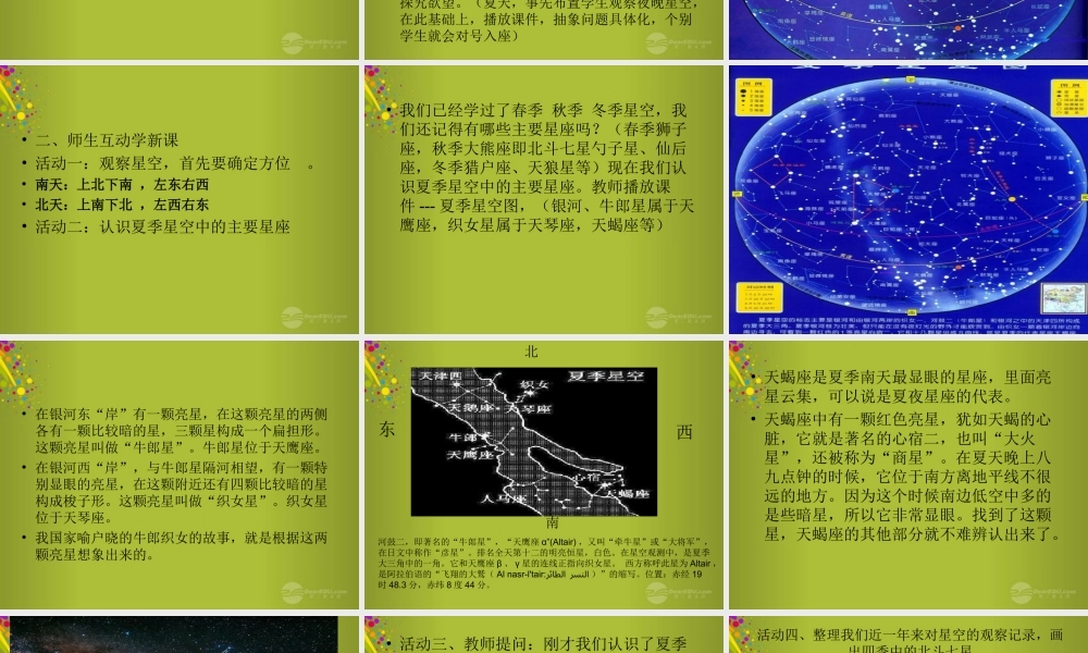 四年级科学下册《夏季星空》说课课件 青岛版