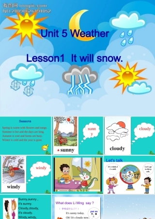 四年级英语上册 Unit 5 Lesson 1 It’s sunny课件 鲁科版-鲁科版小学四年级上册英语课件