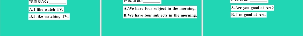 四年级英语上册 Unit 6 What Subjects Do They Have This Morning作业课件 陕旅版（三起）-陕旅版小学四年级上册英语课件