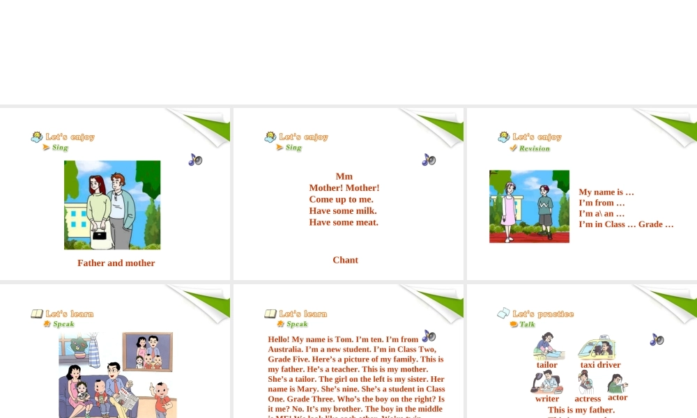 四年级英语上册 My father is a teacher(一)课件 人教新版