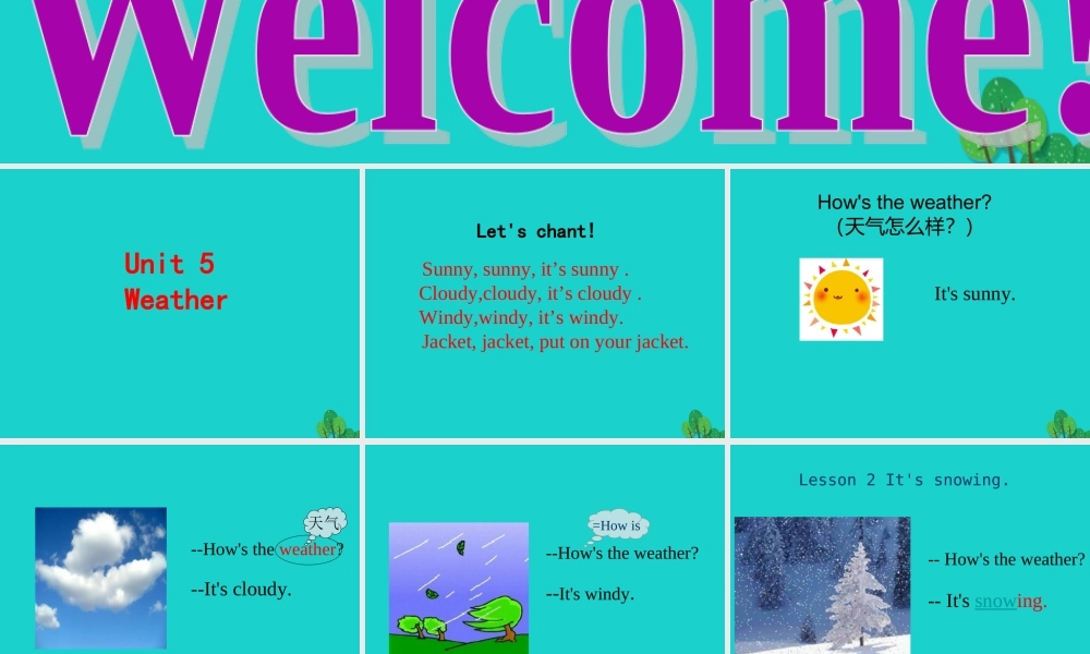 四年级英语上册 Unit 5 Lesson 2 It’s snowing课件1 鲁科版-鲁科版小学四年级上册英语课件