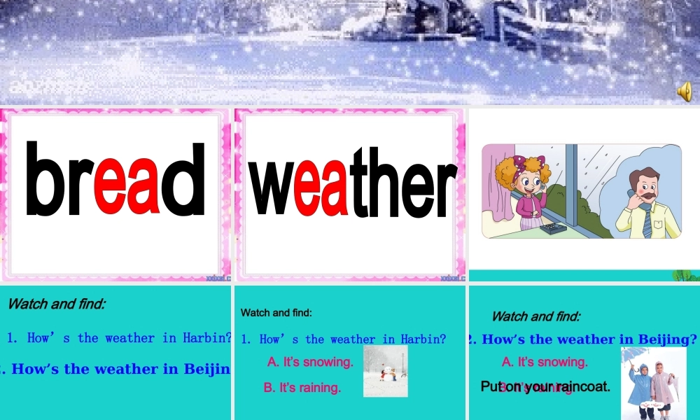 四年级英语上册 Unit 5 Lesson 2 It’s snowing课件2 鲁科版-鲁科版小学四年级上册英语课件