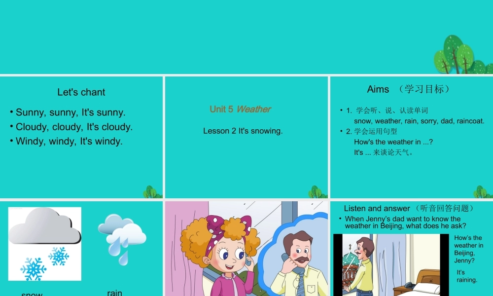 四年级英语上册 Unit 5 Lesson 2 It’s snowing课件3 鲁科版-鲁科版小学四年级上册英语课件