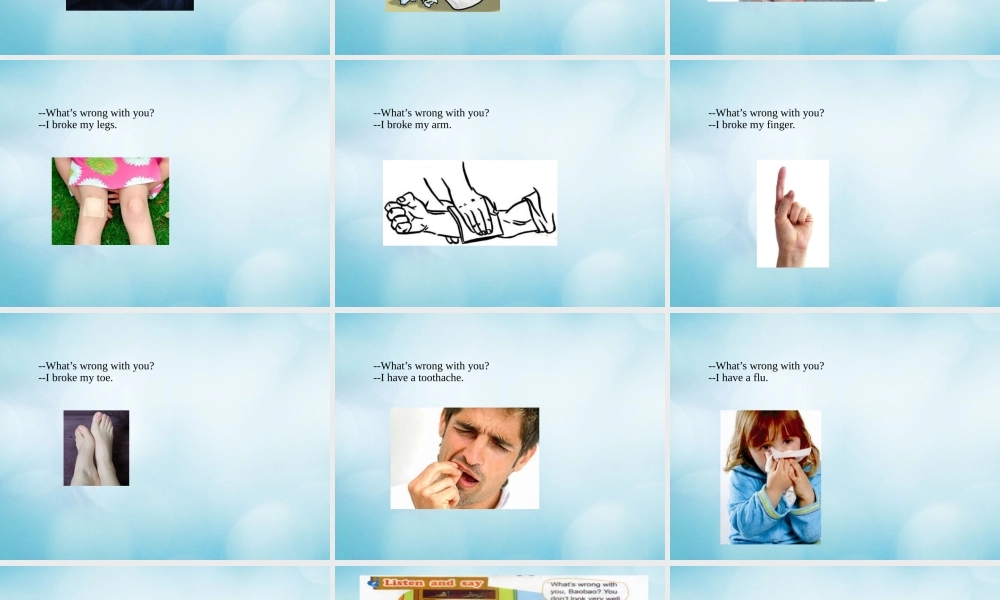 四年级英语下册 Unit 2 What’s wrong with you Lesson 5课件 北京课改版-北京课改版小学四年级下册英语课件