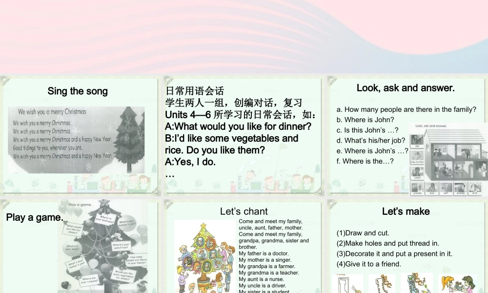 四年级英语上册 recycle 2第三课时课件 人教PEP版-人教PEP小学四年级上册英语课件