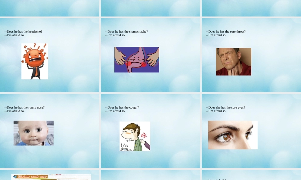 四年级英语下册 Unit 2 What’s wrong with you Lesson 6课件 北京课改版-北京课改版小学四年级下册英语课件