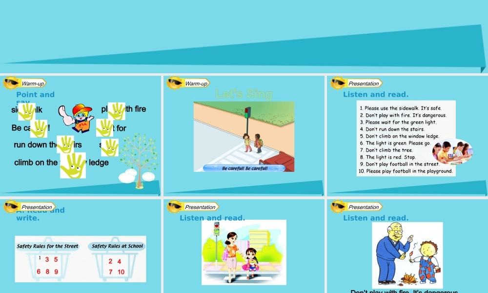 四年级英语上册 Unit 5 Safety（Lesson 3）课件 人教新起点-人教新起点小学四年级上册英语课件