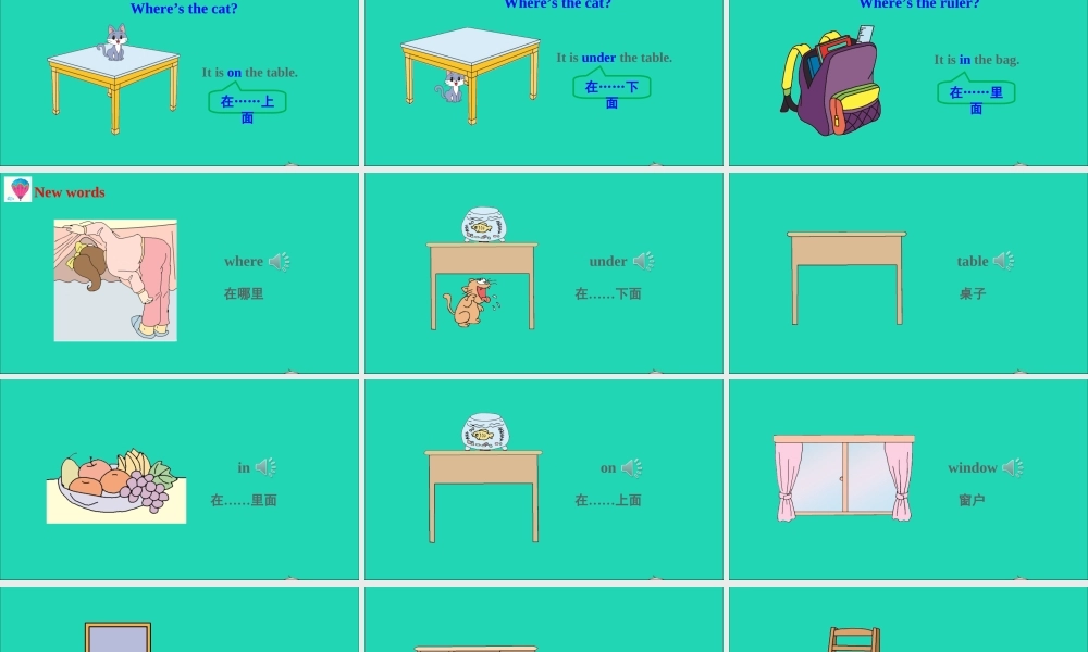 四年级英语上册 Unit 11 Where's the cat课件+素材 湘少版