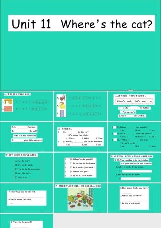 四年级英语上册 Unit 11 Where's the cat作业课件 湘少版-湘少版小学四年级上册英语课件