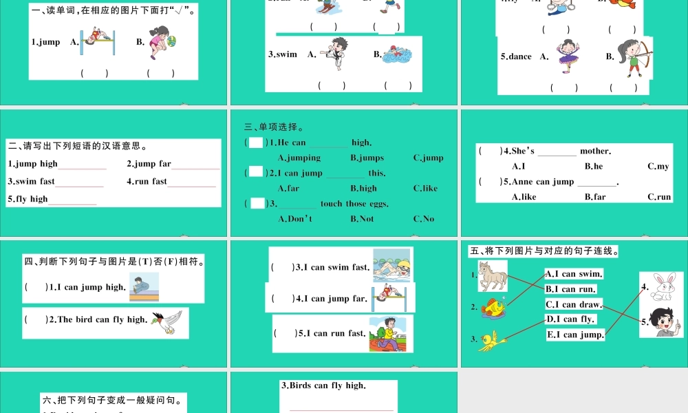 四年级英语上册 Unit 12 Peter can jump high作业课件 湘少版-湘少版小学四年级上册英语课件