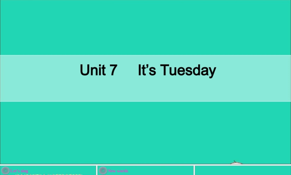 四年级英语上册 Unit 7 It's Tuesday Part B课件+素材 陕旅版（三起）