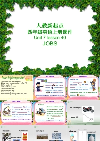 四年级英语上册 Unit 7 lesson 40(1)课件 人教新起点