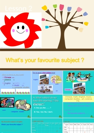 四年级英语上册 Unit 1 Lesson 2 What’s your favourite subjects课件 鲁科版-鲁科版小学四年级上册英语课件