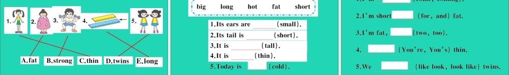 四年级英语上册 Unit 6 I'm tall Lesson 34作业课件 人教精通版（三起）-人教版小学四年级上册英语课件