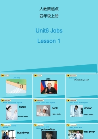 四年级英语上册 Unit 6 Jobs（Lesson 1）课件 人教新起点-人教新起点小学四年级上册英语课件