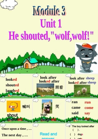 四年级英语下册 Module 3 unit 1 he shouted wolf wolf课件1 外研版（一起）-外研版小学四年级下册英语课件