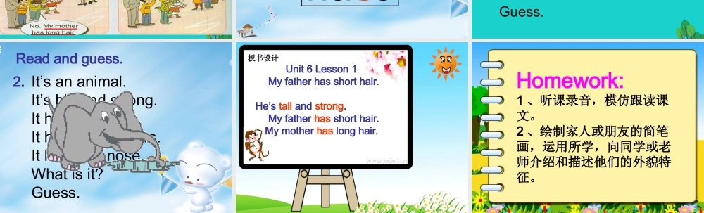 四年级英语上册 Unit 6 Lesson 1 My father has short hair课件 鲁科版-鲁科版小学四年级上册英语课件