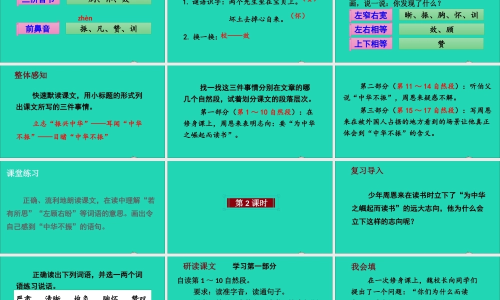 四年级语文上册 第七单元 22《为中华之崛起而读书》课件