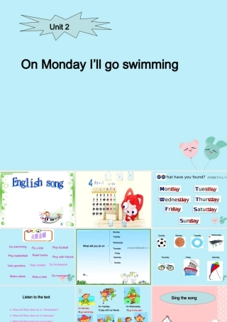 四年级英语下册 Module 3 unit 2 On Monday I’ll go swimming（1）教学课件 外研版（三起）-外研版小学四年级下册英语课件