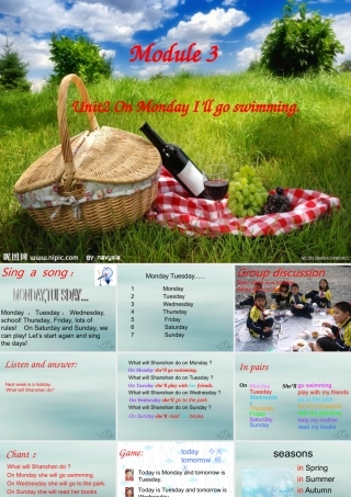 四年级英语下册 Module 3 Unit 2 On Monday I’ll go swimming（2）教学课件 外研版（三起）-外研版小学四年级下册英语课件