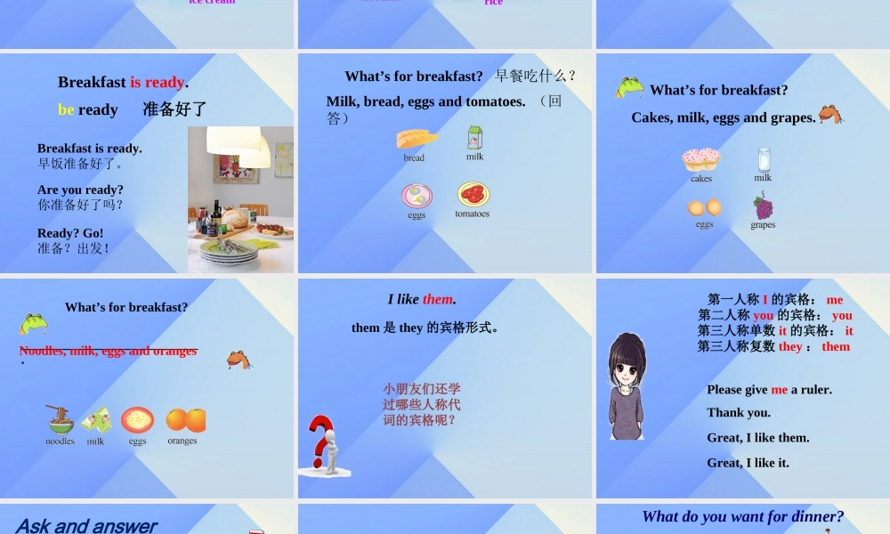 四年级英语上册 Unit 6 Meals Part A课件2 （新版）闽教版-闽教版小学四年级上册英语课件