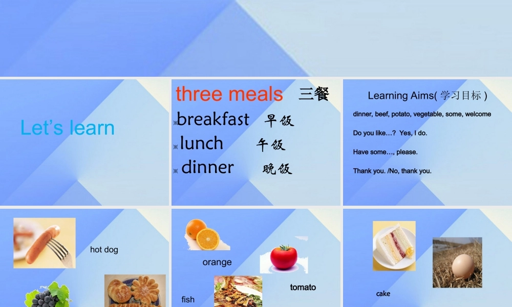 四年级英语上册 Unit 6 Meals Part B课件1 （新版）闽教版-闽教版小学四年级上册英语课件