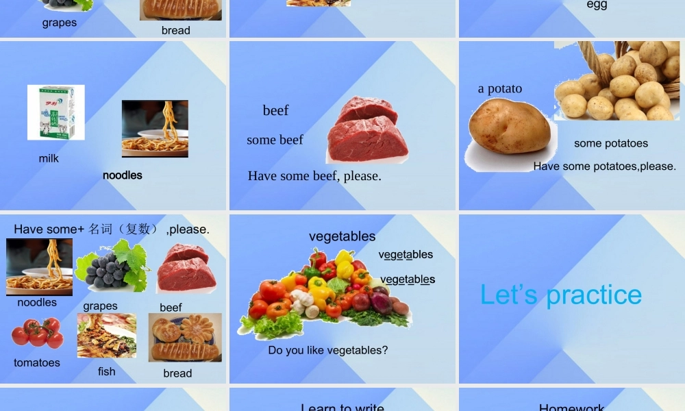 四年级英语上册 Unit 6 Meals Part B课件1 （新版）闽教版-闽教版小学四年级上册英语课件