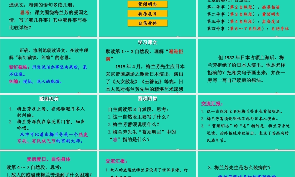 四年级语文上册 第七单元 23《梅兰芳蓄须》课件