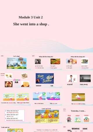 四年级英语下册 Module 3 unit 2 she went into a shop课件 外研版（一起）-外研版小学四年级下册英语课件
