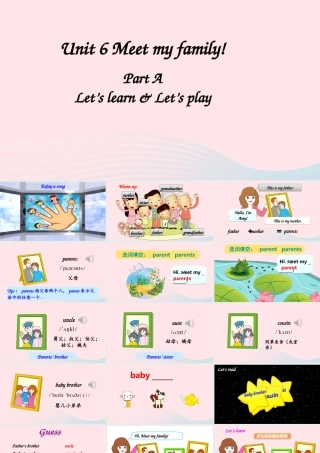 四年级英语上册 Unit 6 Meet my family Part A 第1课时备用课件+素材 人教PEP