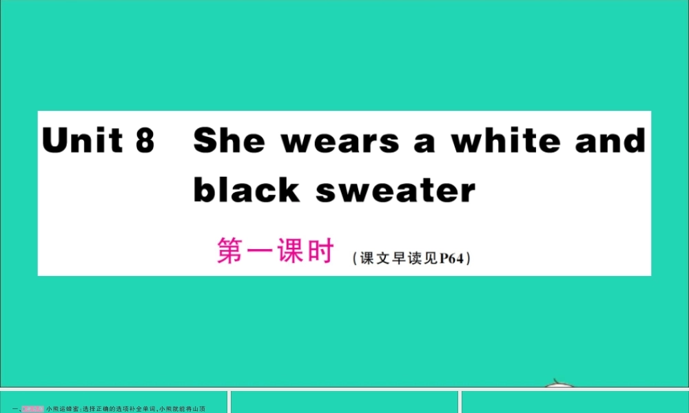 四年级英语上册 Unit 8 She wears a white and black sweater第一课时作业课件 湘少版（三起）-湘少版小学四年级上册英语课件