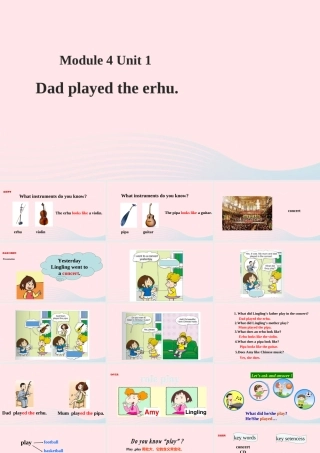 四年级英语下册 Module 4 unit 1 dad played the erhu课件 外研版（一起）-外研版小学四年级下册英语课件