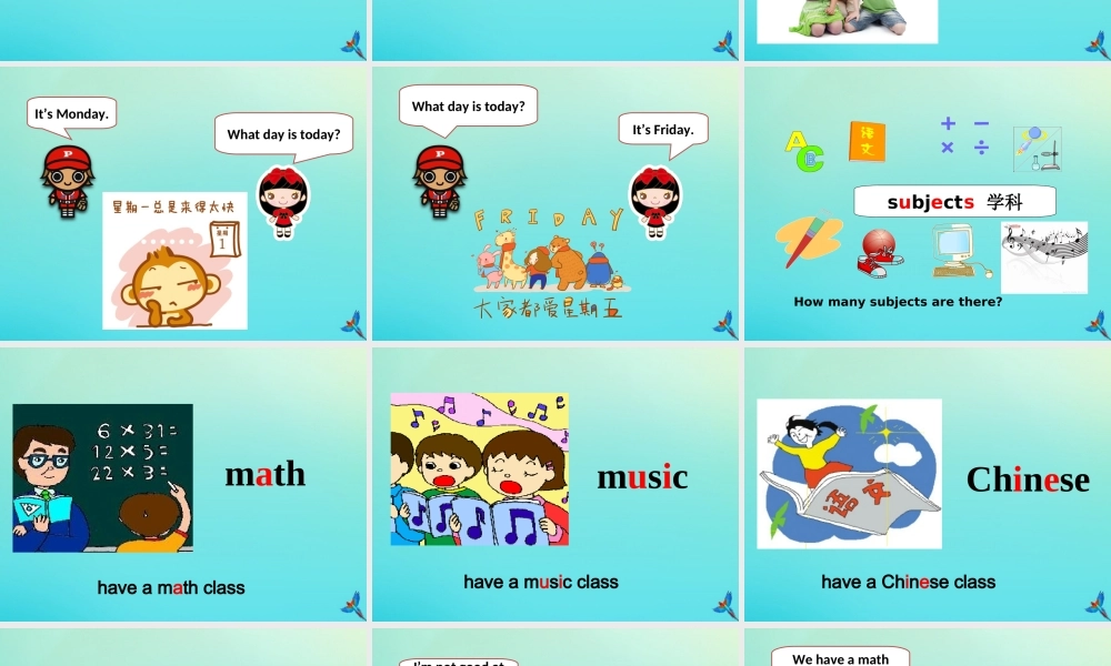 四年级英语下册 Unit 3 School Subjects Day Part A课件1 闽教版（三起）-闽教版小学四年级下册英语课件