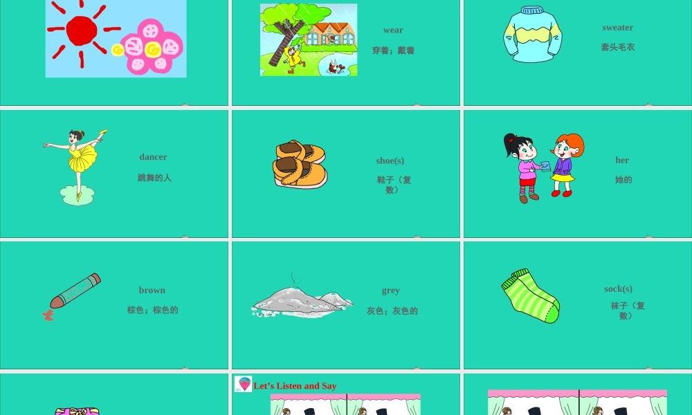 四年级英语上册 Unit 8 She wears a white and black sweater课件+素材 湘少版