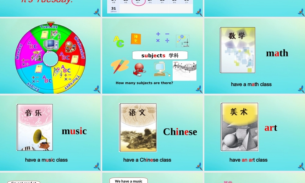 四年级英语下册 Unit 3 School Subjects Day Part A课件2 闽教版（三起）-闽教版小学四年级下册英语课件