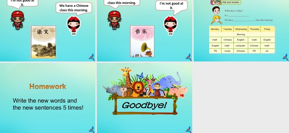 四年级英语下册 Unit 3 School Subjects Day Part A课件2 闽教版（三起）-闽教版小学四年级下册英语课件