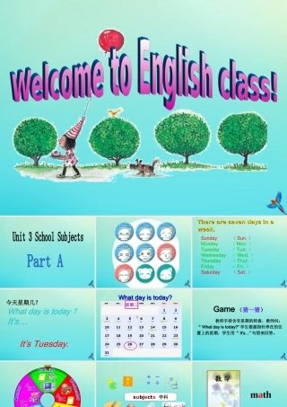 四年级英语下册 Unit 3 School Subjects Day Part A课件2 闽教版（三起）-闽教版小学四年级下册英语课件