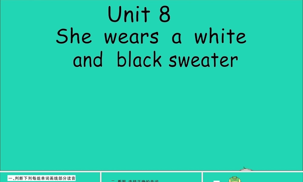 四年级英语上册 Unit 8 She wears a white and black sweater作业课件 湘少版-湘少版小学四年级上册英语课件